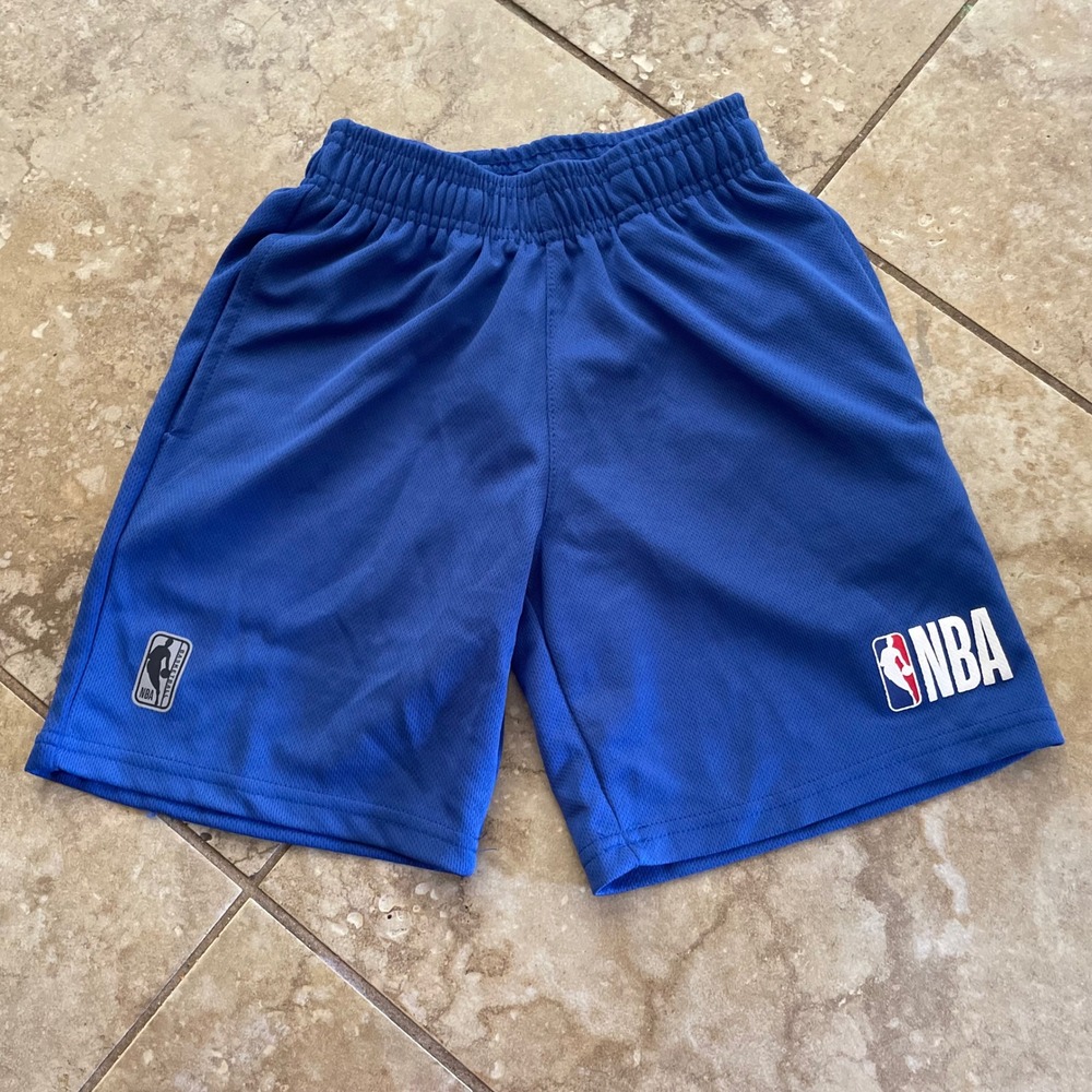 NBA Boys Blue Mesh Basketball Athletic Shorts‎ Size 8 Youth Logo Sportswear